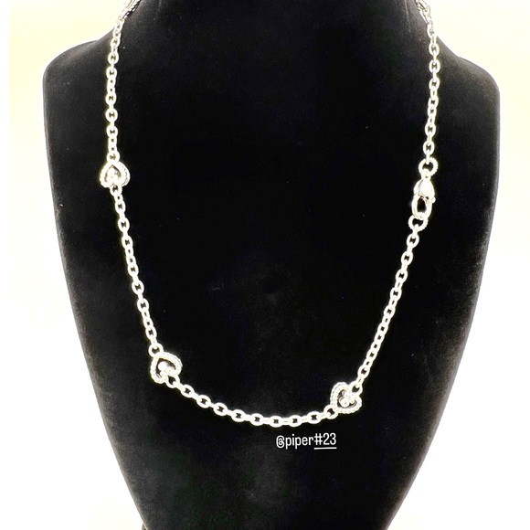 Judith Ripka Textured Diamonique Heart Station 18” Necklace - Picture 4 of 11